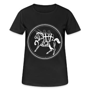 Kreuzritter Shild Deus Vult Shirt Geschenk - Frauen T-Shirt atmungsaktiv - Schwarz - Vorne - AI Model Female 172 light (172cm)
