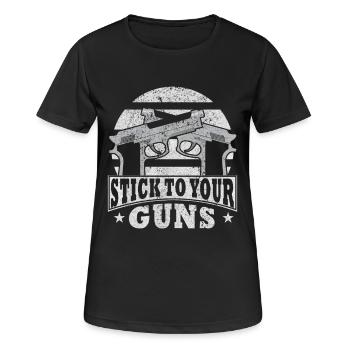 Waffen Pistole Stick to your Guns - Frauen T-Shirt atmungsaktiv - Schwarz - Vorne - AI Model Female 172 light (172cm)