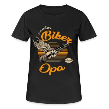 cooler Biker Opa - Frauen T-Shirt atmungsaktiv - Schwarz - Vorne - AI Model Female 172 light (172cm)