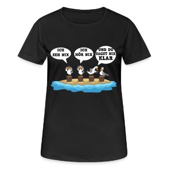 Ich Seh Nix Ich Hör Nix Und Du Sagt Nix Design - Frauen T-Shirt atmungsaktiv - Schwarz - Vorne - AI Model Female 172 light (172cm)
