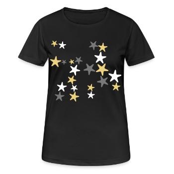 Joyeux argent et or étoiles design de Noël - T-shirt respirant Femme - noir - Devant - AI Model Female 172 light (172cm)