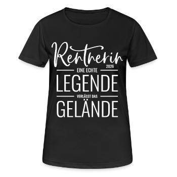 Rentnerin 2026 Eine Legende verlässt das Gelände - Frauen T-Shirt atmungsaktiv - Schwarz - Vorne - AI Model Female 172 light (172cm)
