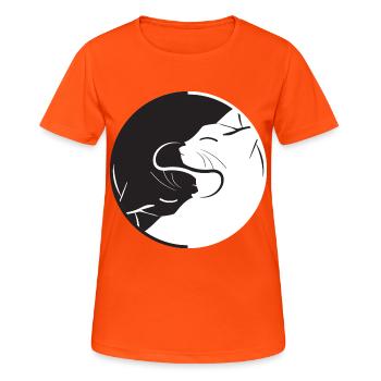 Yin Yang Katze - Frauen T-Shirt atmungsaktiv - Neonorange - Vorne - AI Model Female 172 dark (172cm)