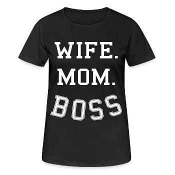 Ehefrau Mutter Chefin - wife mom boss - Frauen T-Shirt atmungsaktiv - Schwarz - Vorne - AI Model Female 172 light (172cm)