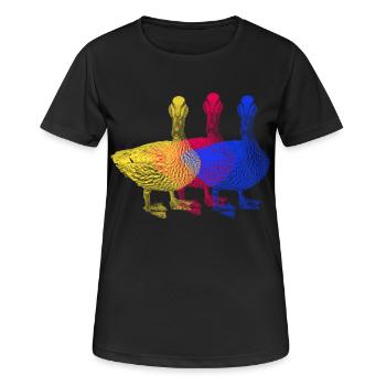 Canard, pop art, canards colorés - T-shirt respirant Femme - noir - Devant - AI Model Female 172 light (172cm)