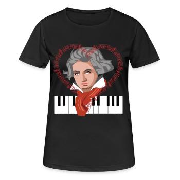 Ich liebe Beethoven Komponist Pianist Klassik - Frauen T-Shirt atmungsaktiv - Schwarz - Vorne - AI Model Female 172 light (172cm)