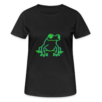 Grenouille grenouille vert bleu - T-shirt respirant Femme - noir - Devant - AI Model Female 172 light (172cm)