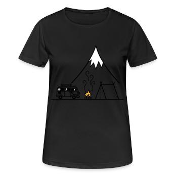 Lagerfeuer Camping Trip - Frauen T-Shirt atmungsaktiv - Schwarz - Vorne - AI Model Female 172 light (172cm)