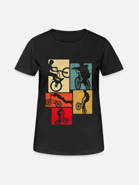Fahrrad Retro - Frauen T-Shirt atmungsaktiv - Schwarz