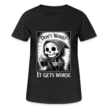 Keine Sorge, es wird noch schlimmer - Frauen T-Shirt atmungsaktiv - Schwarz - Vorne - AI Model Female 172 light (172cm)
