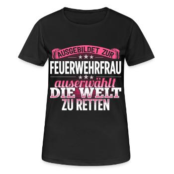 FEUERWEHRFRAU - Die Auserwählte - Frauen T-Shirt atmungsaktiv - Schwarz - Vorne - AI Model Female 172 light (172cm)