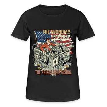 Die Wirtschaft ist eine Falle - Frauen T-Shirt atmungsaktiv - Schwarz - Vorne - AI Model Female 172 light (172cm)