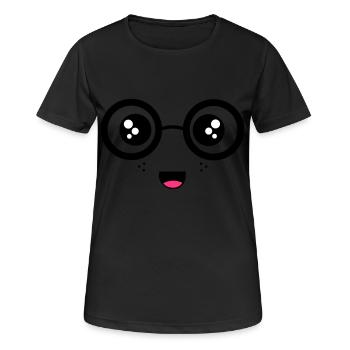 Nerdy Face - Frauen T-Shirt atmungsaktiv - Schwarz - Vorne - AI Model Female 172 light (172cm)