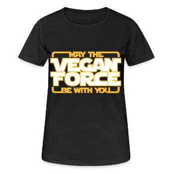 may the Vegan Force be with you - Vegan - Veganer - Frauen T-Shirt atmungsaktiv - Schwarz - Vorne - AI Model Female 172 light (172cm)