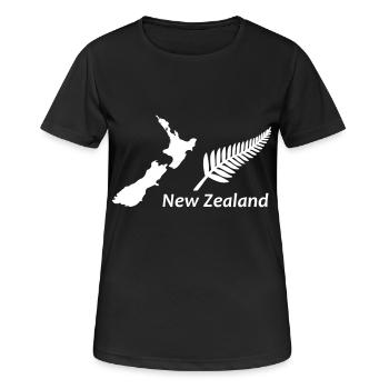 New Zealand - Map & Fern - Frauen T-Shirt atmungsaktiv - Schwarz - Vorne - AI Model Female 172 light (172cm)