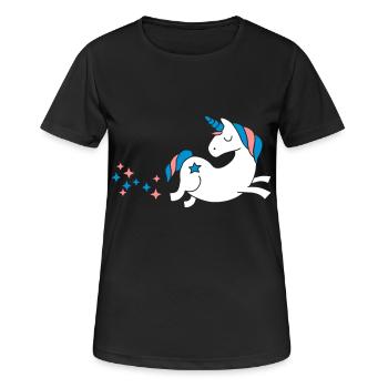 unicorn - Einhorn Sternenstaub - Frauen T-Shirt atmungsaktiv - Schwarz - Vorne - AI Model Female 172 light (172cm)