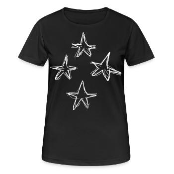 Quatre étoiles - blanc dessiné à la main - T-shirt respirant Femme - noir - Devant - AI Model Female 172 light (172cm)