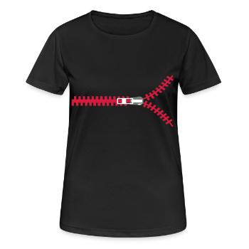 Zipper Zipper Closure - Women's Breathable T-Shirt - black - Front - AI Model Female 172 light (172cm)