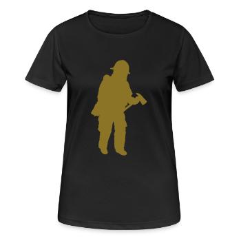 Feuerwehrmann - Frauen T-Shirt atmungsaktiv - Schwarz - Vorne - AI Model Female 172 light (172cm)