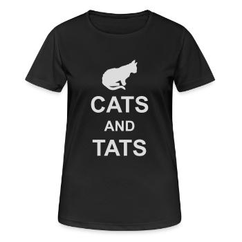cats and tats Zitat - Frauen T-Shirt atmungsaktiv - Schwarz - Vorne - AI Model Female 172 light (172cm)
