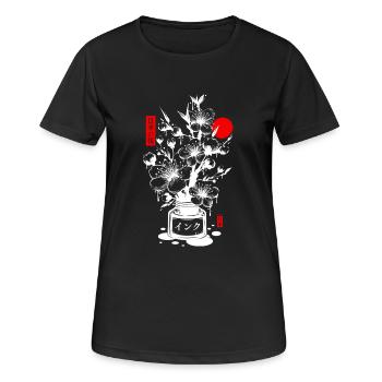 Encre cerisier japonais - blanc - T-shirt respirant Femme - noir - Devant - AI Model Female 172 light (172cm)