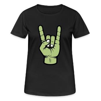 Signe de jupe de main de fête - T-shirt respirant Femme - noir - Devant - AI Model Female 172 light (172cm)