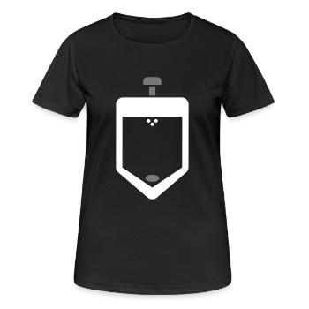 Pinkelbecken Pissior Pissbecken - Frauen T-Shirt atmungsaktiv - Schwarz - Vorne - AI Model Female 172 light (172cm)