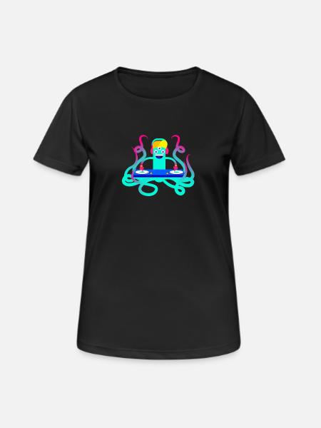 DJ OCTOPUS Funny Comic Shirt Gift - Women's Breathable T-Shirt - black