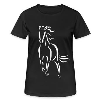 dessin de jument étalon cheval au galop - T-shirt respirant Femme - noir - Devant - AI Model Female 172 light (172cm)