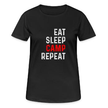 CAMP CAMPING SHIRT - Women's Breathable T-Shirt - black - Front - AI Model Female 172 light (172cm)