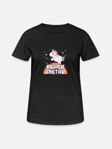 Cool ironic black metal music unicorn - Women's Breathable T-Shirt - black