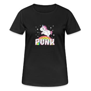 Cooles Ironisches Punk Musik Einhorn - Frauen T-Shirt atmungsaktiv - Schwarz - Vorne - AI Model Female 172 light (172cm)