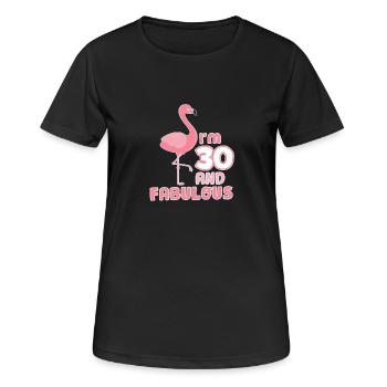 Drôle cadeau d'anniversaire Flamingo 30 ans! - T-shirt respirant Femme - noir - Devant - AI Model Female 172 light (172cm)