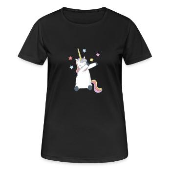 Dabbing Unicorn Dabbing Unicorn Glitter Glitter - Women's Breathable T-Shirt - black - Front - AI Model Female 172 light (172cm)