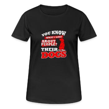 Distressed - An Menschen mag ich ihre Hunde - Frauen T-Shirt atmungsaktiv - Schwarz - Vorne - AI Model Female 172 light (172cm)