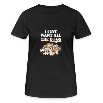 ICH WILL ALLE HUNDE! Hundefreund Hund Geschenk - Frauen T-Shirt atmungsaktiv - Schwarz - Vorne - AI Model Female 172 light (172cm)