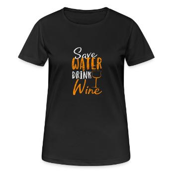 Economiser l'eau, boire du vin - T-shirt respirant Femme - noir - Devant - AI Model Female 172 light (172cm)