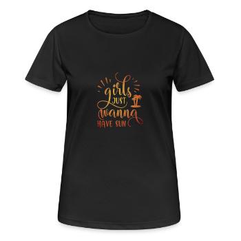 Mädchen möchten gerade SUN - Frauen T-Shirt atmungsaktiv - Schwarz - Vorne - AI Model Female 172 light (172cm)