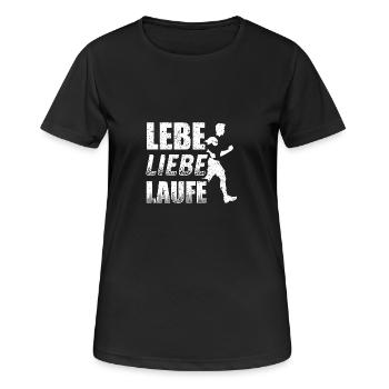 Lustiges Laufen Läufer Shirt Lebe Liebe Laufe - Frauen T-Shirt atmungsaktiv - Schwarz - Vorne - AI Model Female 172 light (172cm)