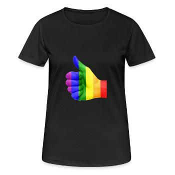 LGBT Rainbow Thumbs Up - T-shirt respirant Femme - noir - Devant - AI Model Female 172 light (172cm)