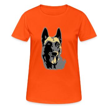 tete malinois - T-shirt respirant Femme - orange néon - Devant - AI Model Female 172 dark (172cm)