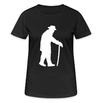 Pensioner Grandpa Grandpa Old Man With Walking Stick Hat - Women's Breathable T-Shirt - black - Front - AI Model Female 172 light (172cm)