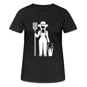 Fermière Femme - T-shirt respirant Femme - noir - Devant - AI Model Female 172 light (172cm)