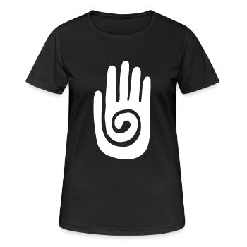 Chaman - Main de Guérison & Symbole de Protection - Blanc - T-shirt respirant Femme - noir - Devant - AI Model Female 172 light (172cm)