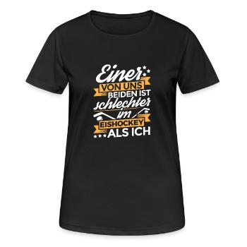 EINER VON UNS eishockey - Frauen T-Shirt atmungsaktiv - Schwarz - Vorne - AI Model Female 172 light (172cm)