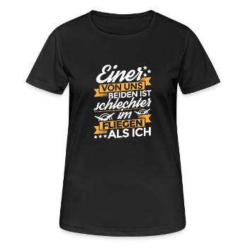 EINER VON UNS fliegen - Frauen T-Shirt atmungsaktiv - Schwarz - Vorne - AI Model Female 172 light (172cm)