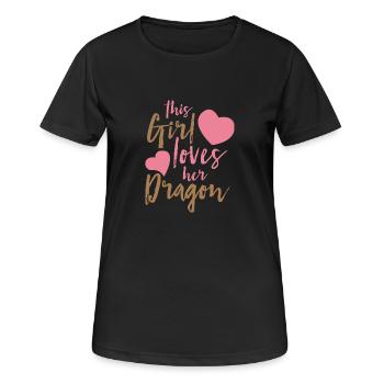 Fantasy / Dragons: This Girl Loves Her Dragon - Women's Breathable T-Shirt - black - Front - AI Model Female 172 light (172cm)