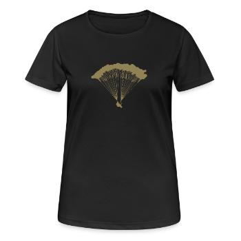 Parachutiste en silhouette nuageuse - T-shirt respirant Femme - noir - Devant - AI Model Female 172 light (172cm)
