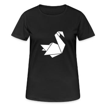 Schwan - Frauen T-Shirt atmungsaktiv - Schwarz - Vorne - AI Model Female 172 light (172cm)