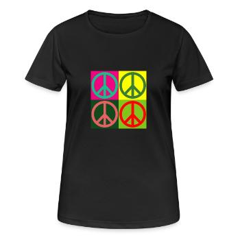 Pop Art / Graphic Novel: signe de paix - Hippies - 60s 70s - T-shirt respirant Femme - noir - Devant - AI Model Female 172 light (172cm)